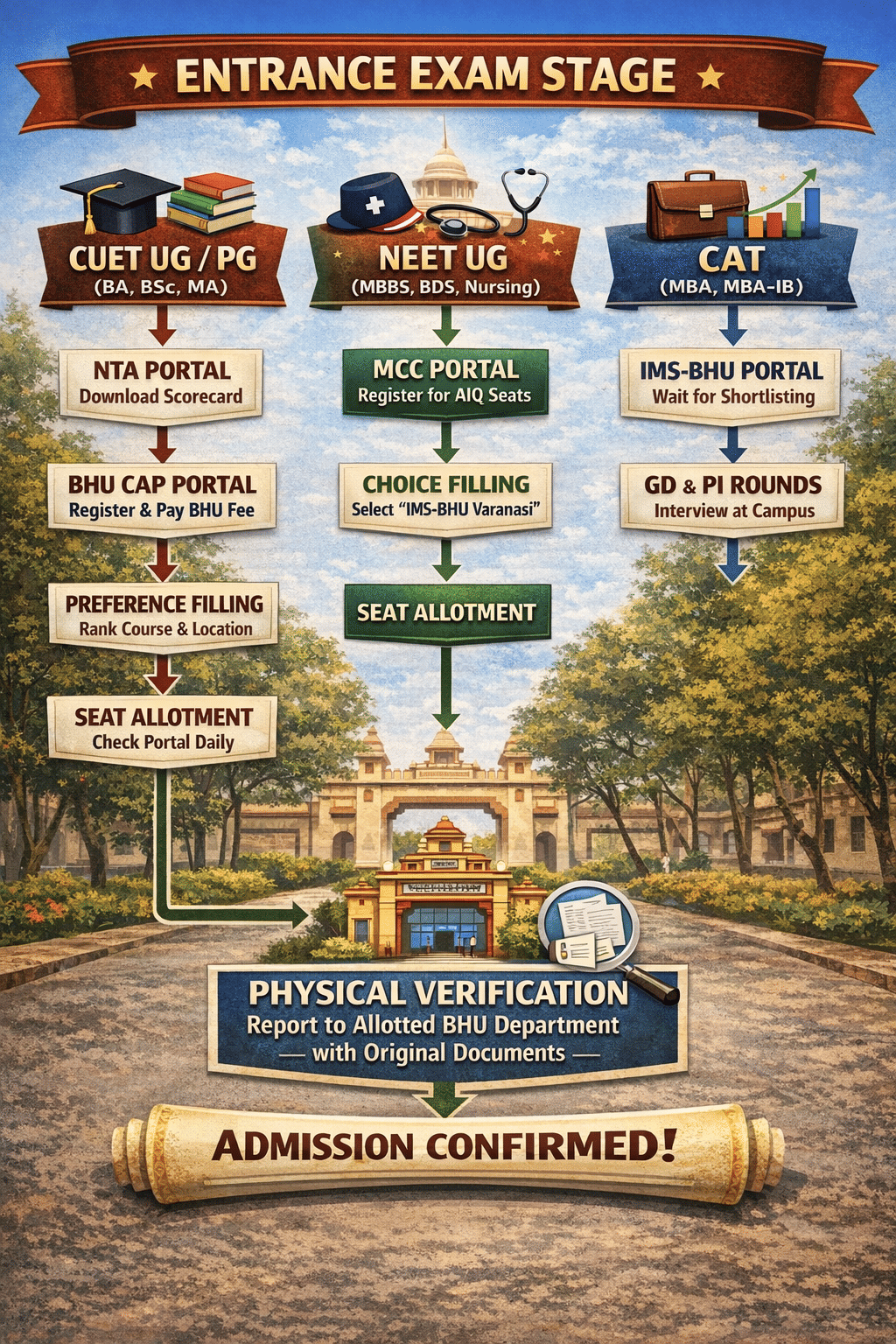 BHU Admission Process 2026 for all Entrance Pathways