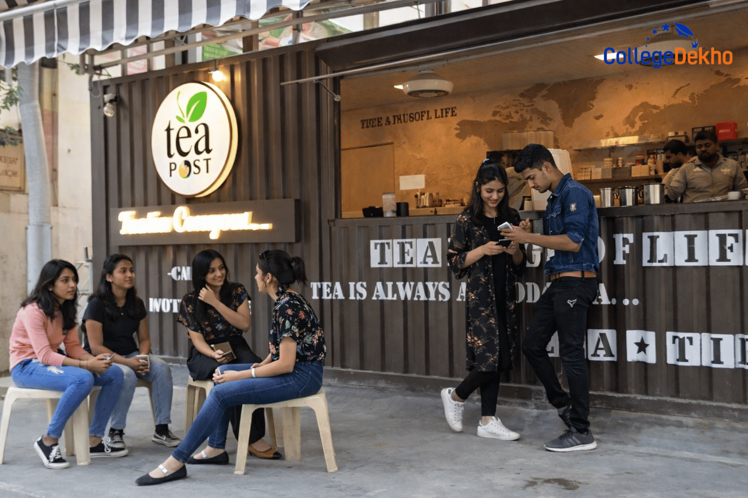 students at Jaipur National University campus cafe