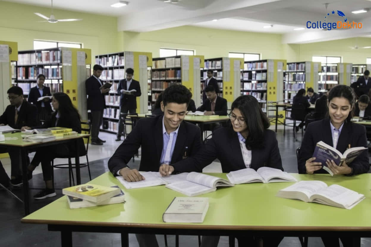 JNU Jaipur library with students studying