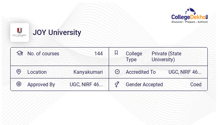 JOY University - Admission 2024, Fees, Courses, Placement, Ranking