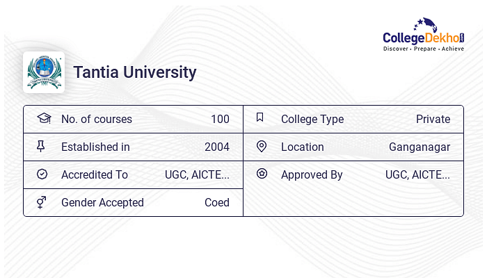 Tantia University Fees Structure Courses List 2024 25