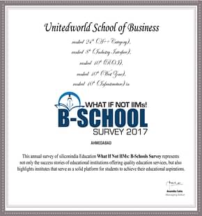 UWSB Ranked 24th In The “What If Not IIMs : B-Schools Survey For 2017” Conducted By SiliconIndia