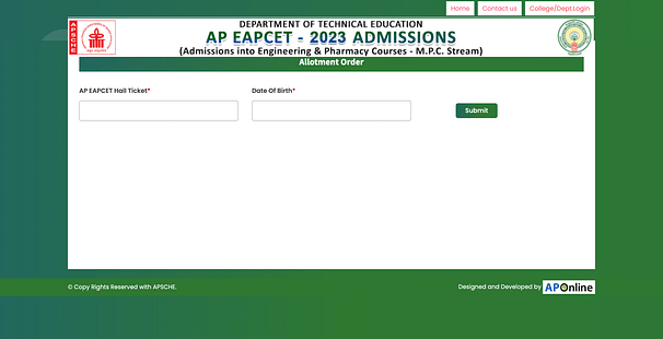 AP EAMCET 2023 Seat Allotment Download Link