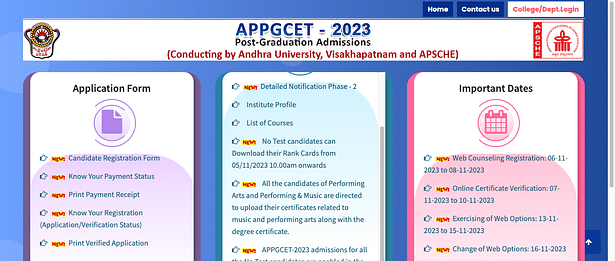 AP PGCET Second Phase Counseling