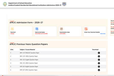 APRJC Hall Ticket 2026 (OUT) Live Updates: Download Link Activated, Important Questions