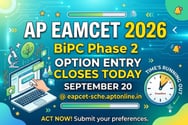AP EAMCET 2026 BiPC Phase 2 Option Entry Closes Today on September 20 @cap.apcfss.in
