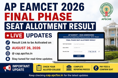 AP EAMCET 2026 Final Phase Seat Allotment Result LIVE Updates
