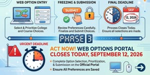 AP EAMCET 2026 Phase 3 Web Option Entry Process Closes Today on September 12