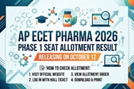 AP ECET Pharma 2026 Phase 1 Seat Allotment Result Releasing on October 12
