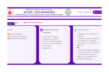 AP ECET Seat Allotment 2023 Round 2
