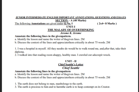 AP Inter 1st Year English Exam 2026 LIVE Updates: Expected Questions; Short Notes & Grammar Practice Questions