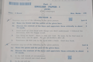 AP Inter 1st Year English Answer Key 2026 (OUT) LIVE Updates: Student Reviews Available; Solved Question Paper