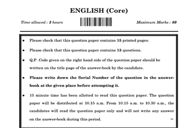 CBSE Class 12 English Answer Key 2026 OUT