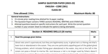 CBSE Class 12 English Sample Paper 2023 PDF: Important Topics, last minute revision tips