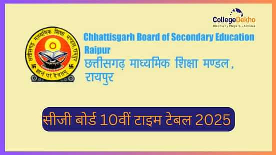 सीजी बोर्ड 10वीं टाइम टेबल 2025 (CG Board 10th Time Table 2025 in Hindi)