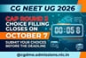CG NEET UG 2026 CAP Round 3 Choice Filling Closes on October 7 @cgdme.admissions.nic.in