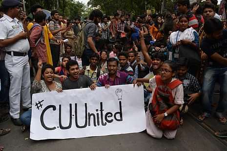 Calcutta University Authority refuses to defer examination dates, Students on Dharna