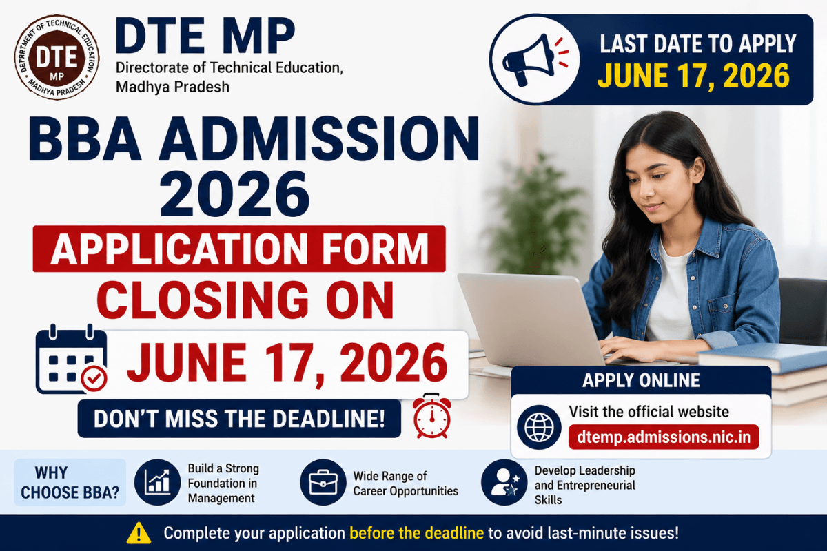 DTE MP BBA Admission 2026 Application Form Closing on June 17: Check choice filling last date & instructions