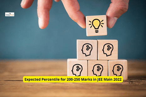 What is the Expected Percentile for 200-250 Marks in JEE Main 2022?