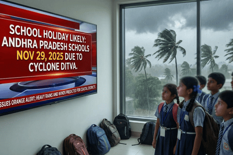 Holiday likely for Andhra Pradesh schools on November 29, 2025 due to Cyclone Ditva; IMD issues Orange Alert