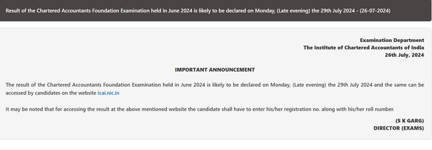 ICAI CA Foundation June 2024 Result Date