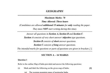 ISC Class 12 Geography Sample Question Paper 2023 PDF