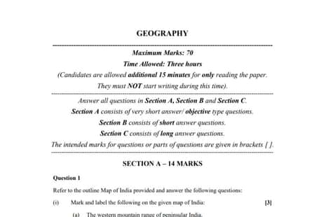 ISC Class 12 Geography Sample Question Paper 2023 PDF