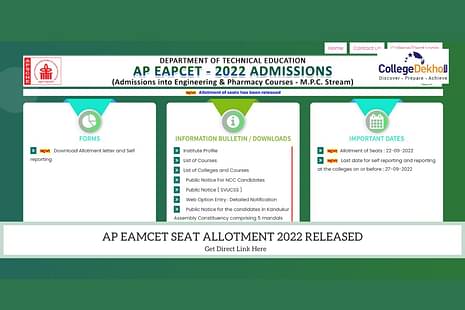 AP EAMCET Seat Allotment 2022 (Today) Live Updates: First Phase Allotment Order Link at eapcet-sche.aptonline.in