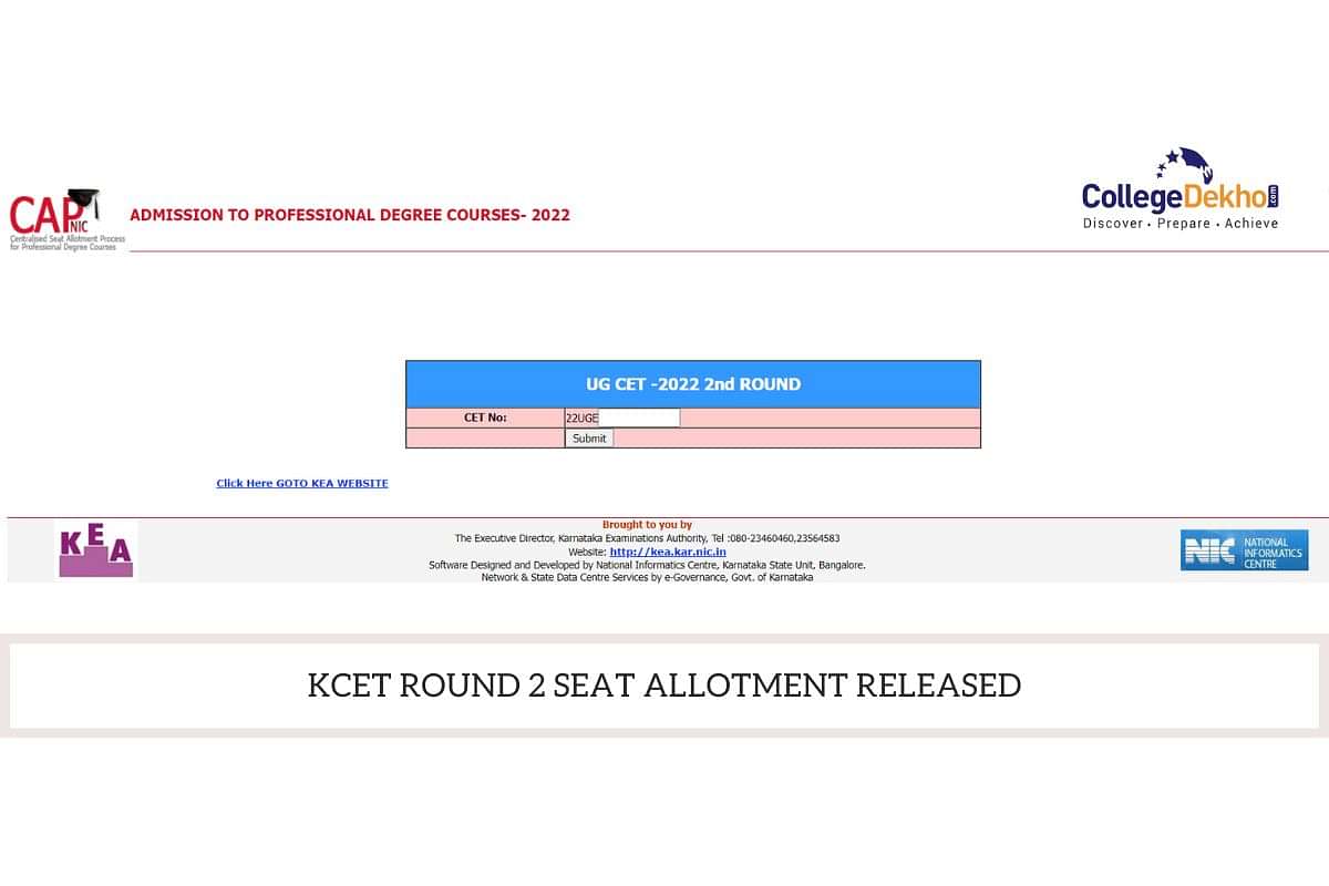 KCET Round 2 Seat Allotment 2022 Released Live Updates Link