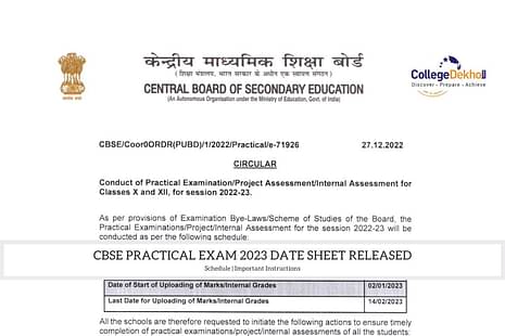 CBSE Practical Exam 2023 Date Sheet