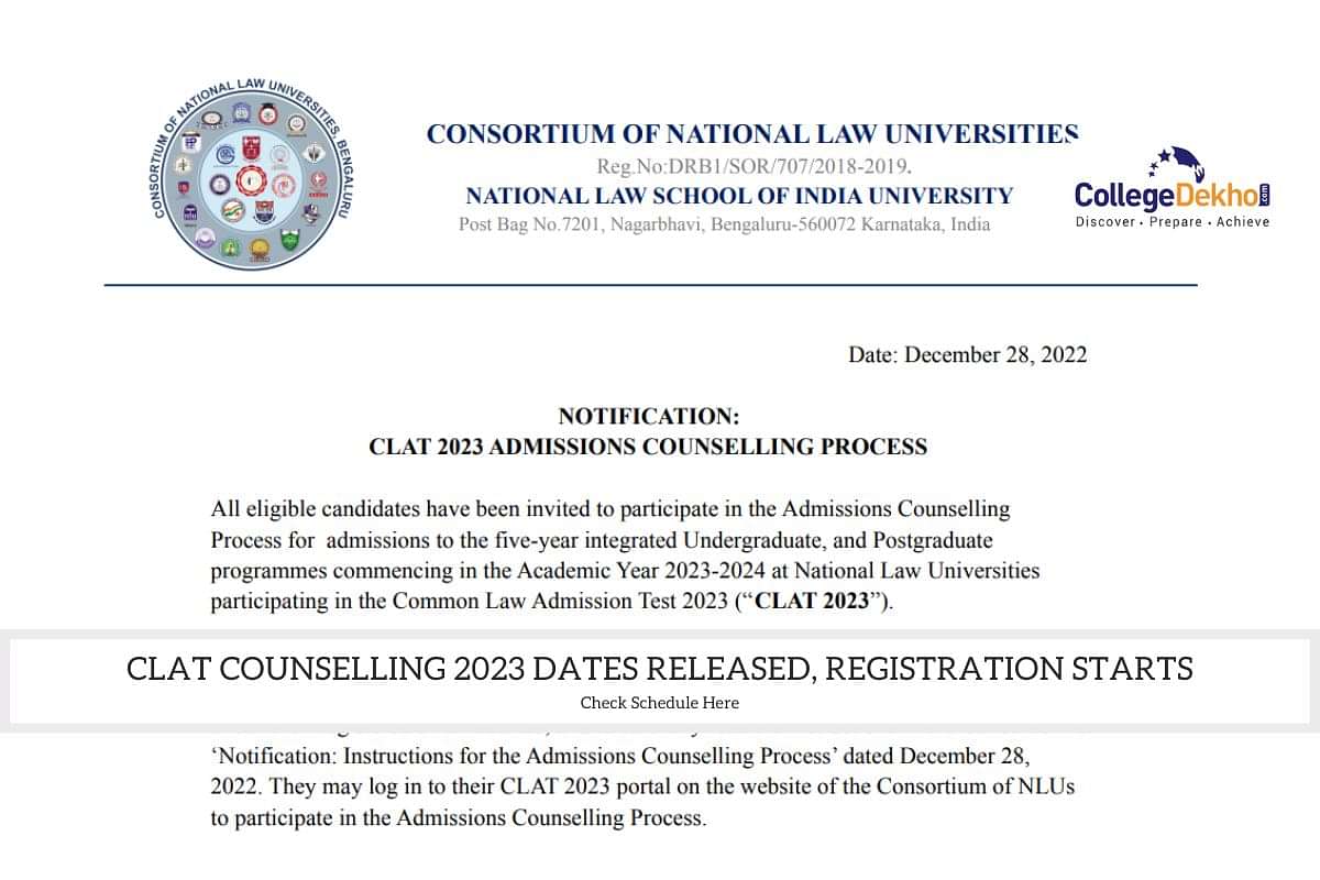 CLAT Counselling 2023 Dates Released Registration Starts Check