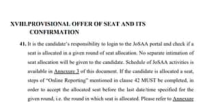 JoSAA Seat Allotment 2024 Important instructions