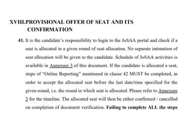 JoSAA Seat Allotment 2024 Important instructions
