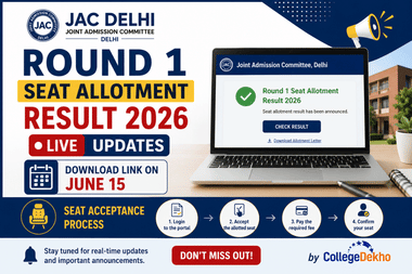 JAC Delhi Round 1 Seat Allotment Result 2026 Live Updates: Download Link on June 15; Seat Acceptance Process