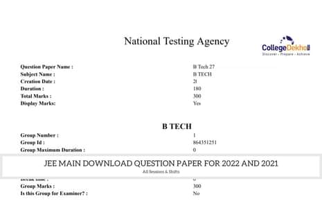 JEE Main Previous Year Question Papers