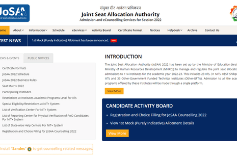 JoSAA Mock Allotment 2022 Live Updates