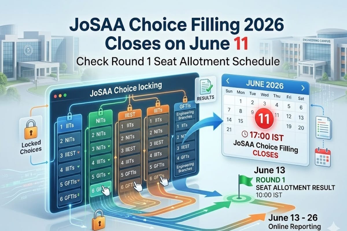 JoSSA Choice Filling 2026 Closes on June 11: Check Round 1 seat allotment schedule
