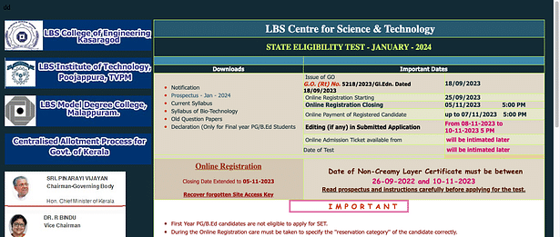 Kerala SET Jan 2024 Application Form Correction