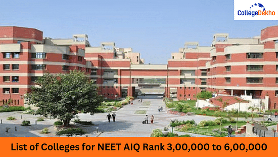 List of Colleges for NEET AIQ Rank 3,00,000 to 6,00,000