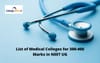List of Medical Colleges for 300-400 Marks in NEET UG 2026