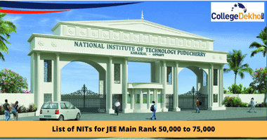 जेईई मेन 2026 में 50,000 से 75,000 रैंक स्वीकार करने वाले NIT की लिस्ट (List of NITs Accepting JEE Main Rank 50,000 to 75,000)