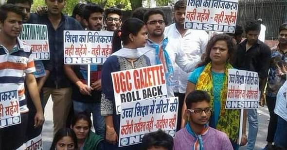 NSUI Protests Against UGC Gazette, Autonomy Issue