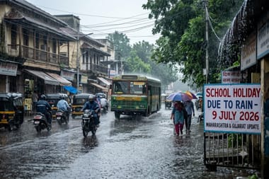 School Holiday Due to Rain 9 July 2026: Maharashtra & Gujarat Latest Update