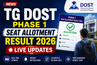 TG DOST Seat Allotment Result 2026 TODAY: Phase 1 allotment download link; Reporting schedule & process