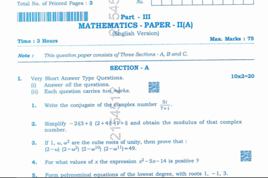TG Inter 1st Year Maths 1B Exam 2026 LIVE: Most Important Questions; Guess Paper & Formulas for Last Minute Revision