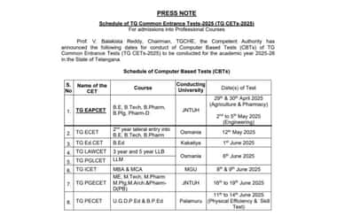 TS Common Entrance Test Exam Dates 2025 Released