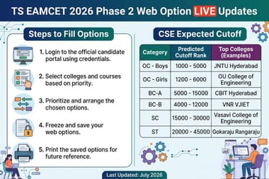 TS EAMCET 2026 Phase 2 Web Option LIVE Updates: Steps to Fill Options; CSE Expected Cutoff