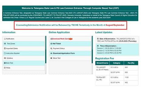 TS LAWCET 2023 Official Counselling Notification Date Declared