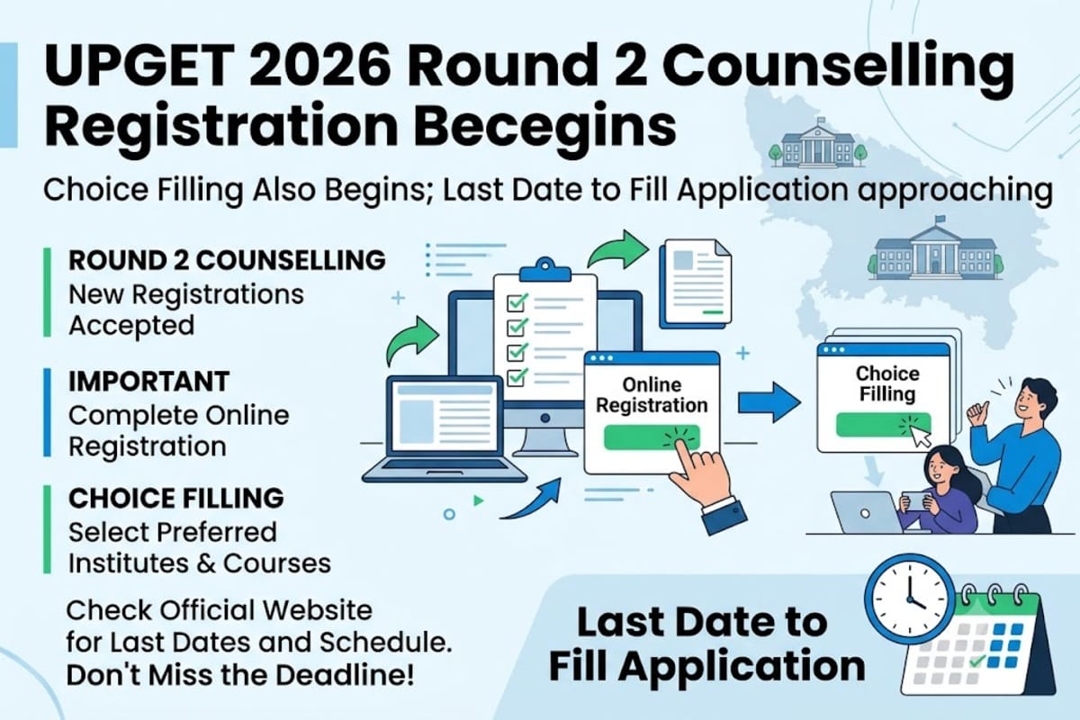 UPGET 2026 Round 2 Counselling Registration Begins: Choice Filling Begins; Last Date to Fill Application
