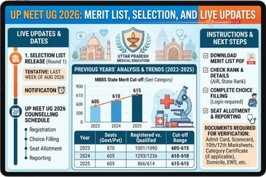 UP NEET UG 2026 Merit List LIVE Updates: Selection List Release Date Previous Years Analysis; Instructions